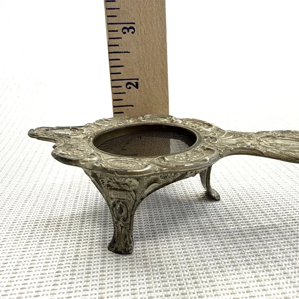 Vintage Silver Plated German Mesh Tea Strainer and Holder